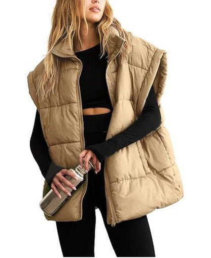 Women's Oversized Longline Puffer Vest Zip Up Pockets