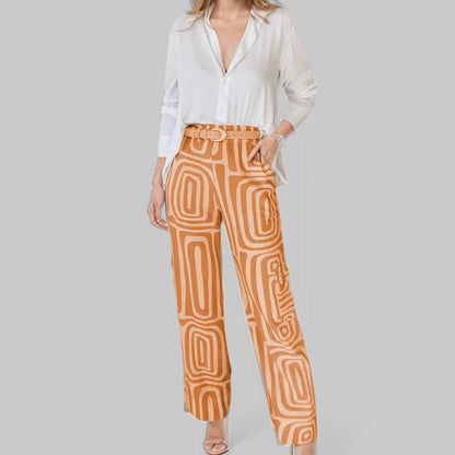 Women's Geo Print Pants & Blouse Two Piece Set
