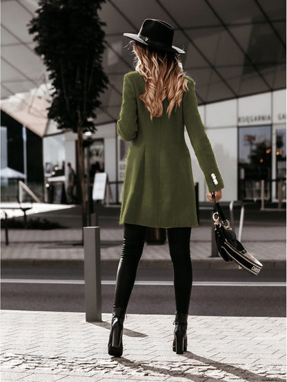 Womens Double Breasted Wool Blend Blazer Coat