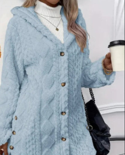 Women's Oversized Hooded Sherpa Fleece Jacket