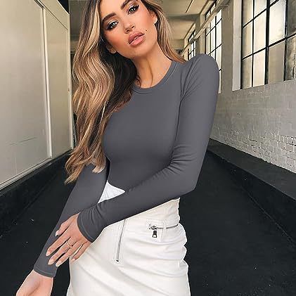 Women's Fitted Long Sleeve Crew Neck Stretch Layering Top