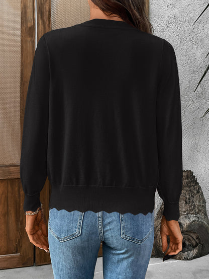 Women’s V-Neck Lettuce Edge Knit Cardigan Summer Top