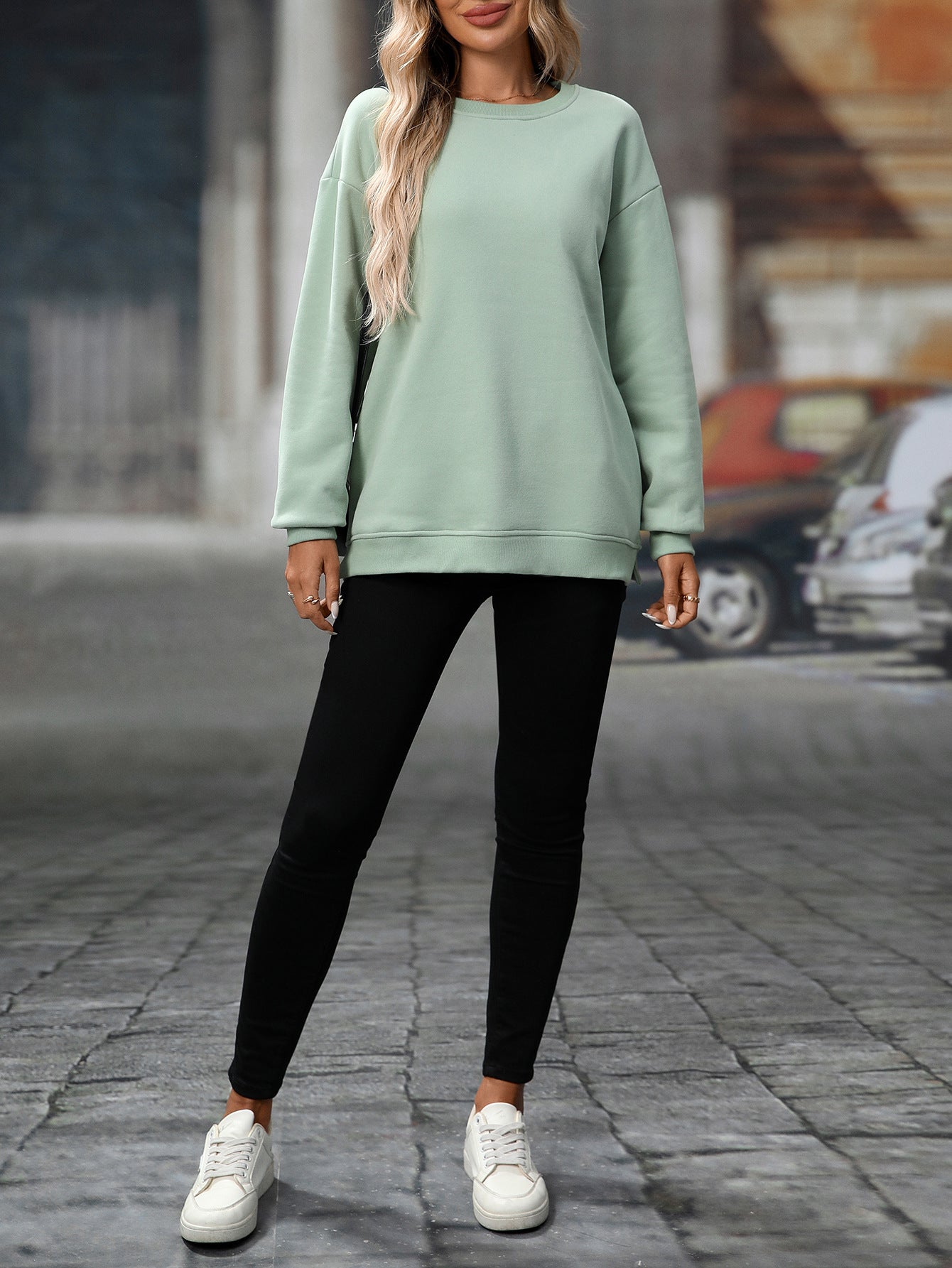 Trendy Y2K Fleece Pullover Sweatshirt – Fall/Winter Casual Top