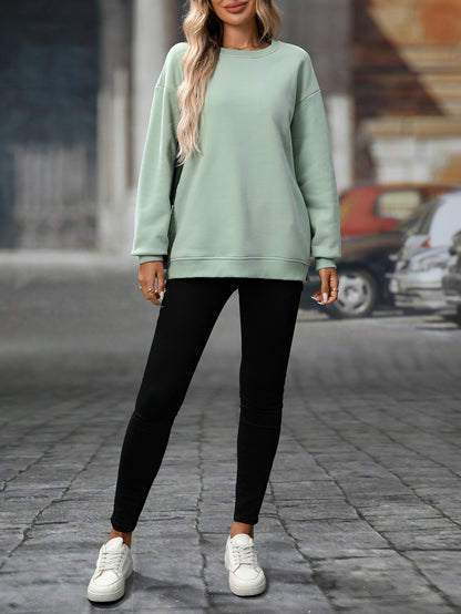 Trendy Y2K Fleece Pullover Sweatshirt – Fall/Winter Casual Top