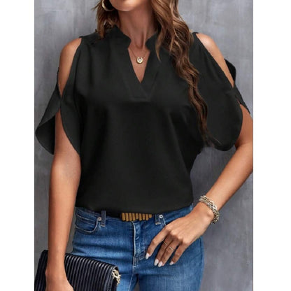 Loose Fit Summer Chiffon Top with Split Sleeves