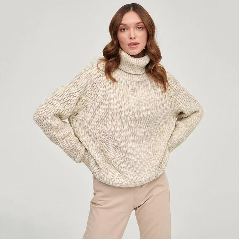 Women's Oversized Chunky Knit Turtleneck Sweater Pullover