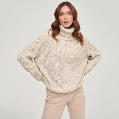 Women's Oversized Chunky Knit Turtleneck Sweater Pullover