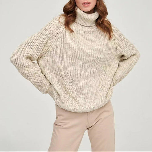 Women's Oversized Chunky Knit Turtleneck Sweater Pullover