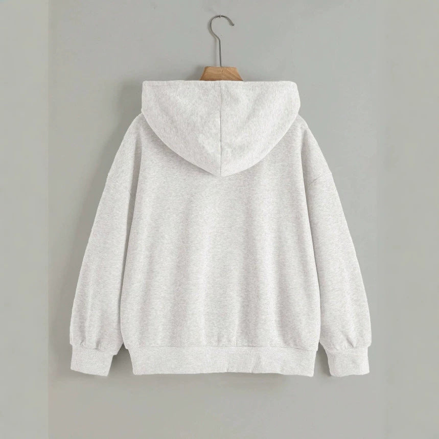 NYC Letter Graphic Zip Up Hoodie Sweatshirt