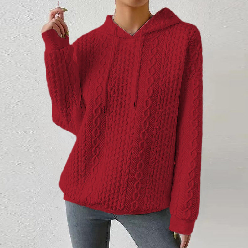 Women's Oversized Cable Knit Hoodie Sweater