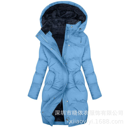 Women's Long Hooded Fur Trim Puffer Coat