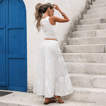 Floral Maxi Skirt Set Sleeveless Tank Resort Outfit