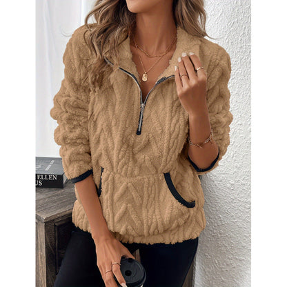 Women's Sherpa Half Zip Pullover Fleece Pocket
