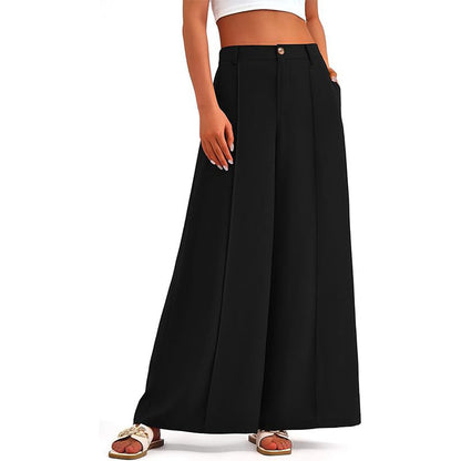 Women's High-Waisted Wide-Leg Palazzo Pants – Elegant Business Trousers