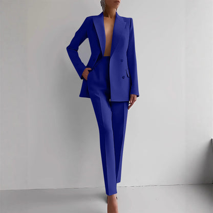 Women's Business Casual 2 Piece Blazer Pants Suit Set