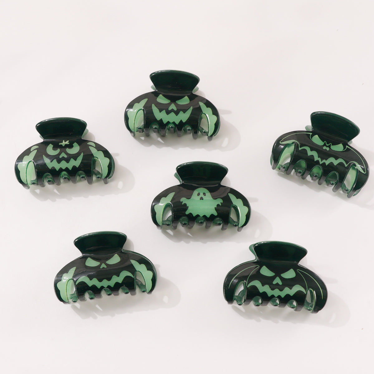 Halloween Glow in the Dark Pumpkin Ghost Claw Clips