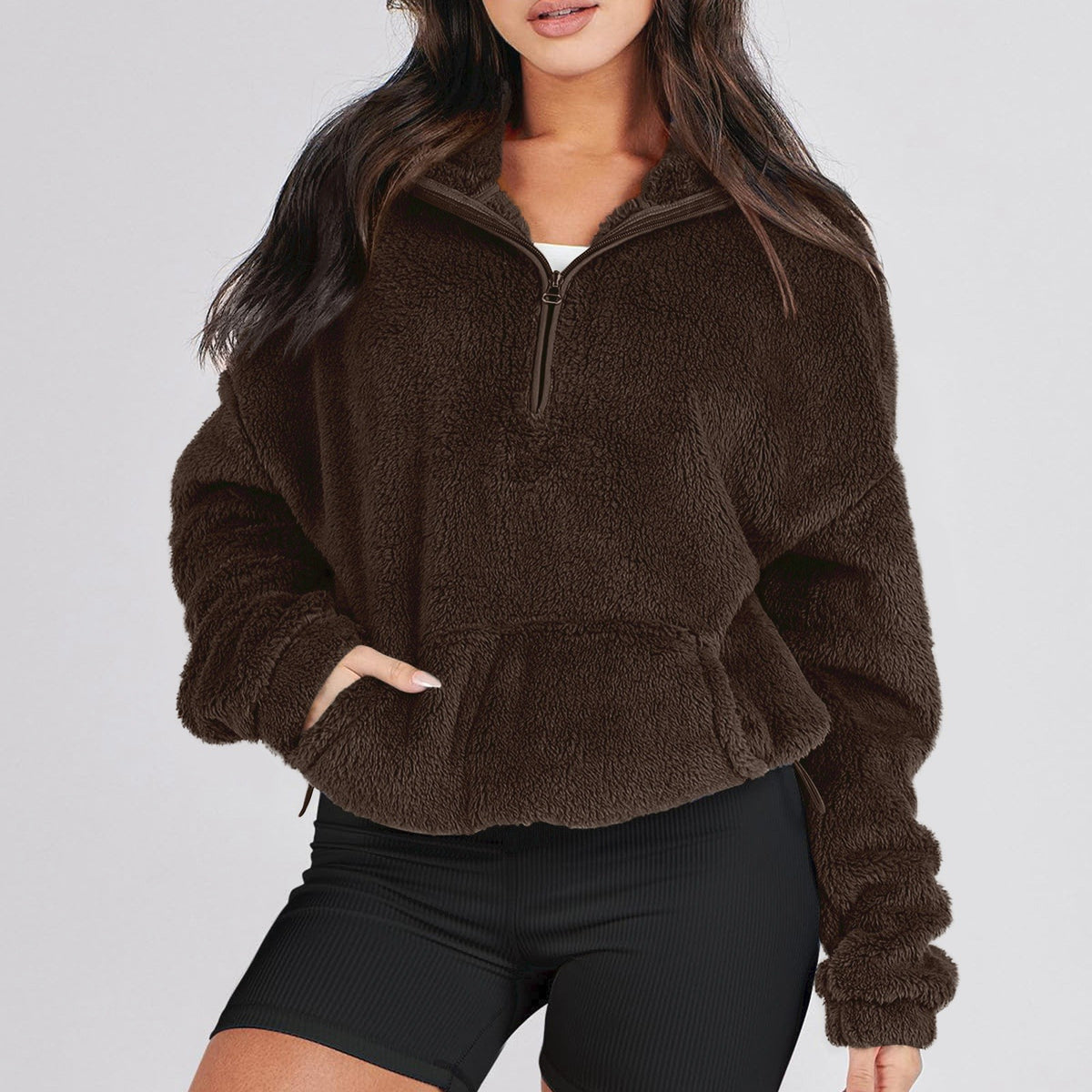 Women's Oversized Sherpa Quarter Zip Pullover