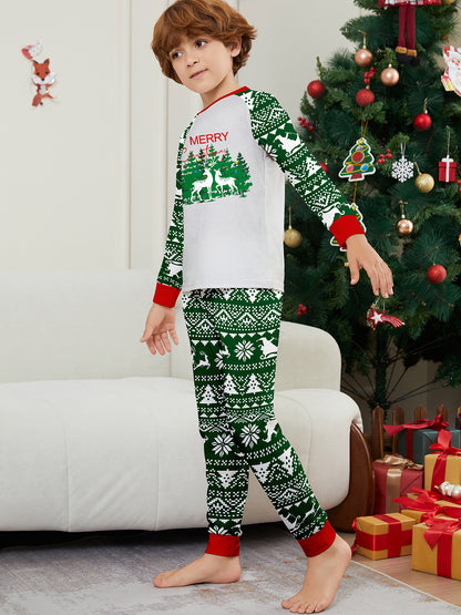 Christmas Deer Letter Striped Parent-child Dress Printed Christmas Pajamas