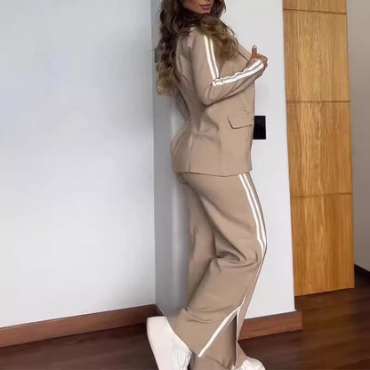 Women's Casual Blazer Wide Leg Pants 2 Piece Set
