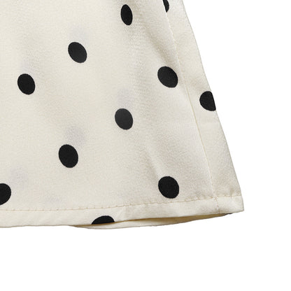 Polka Dot Ruffle Waist Sleeveless Blouse French Vintage Top