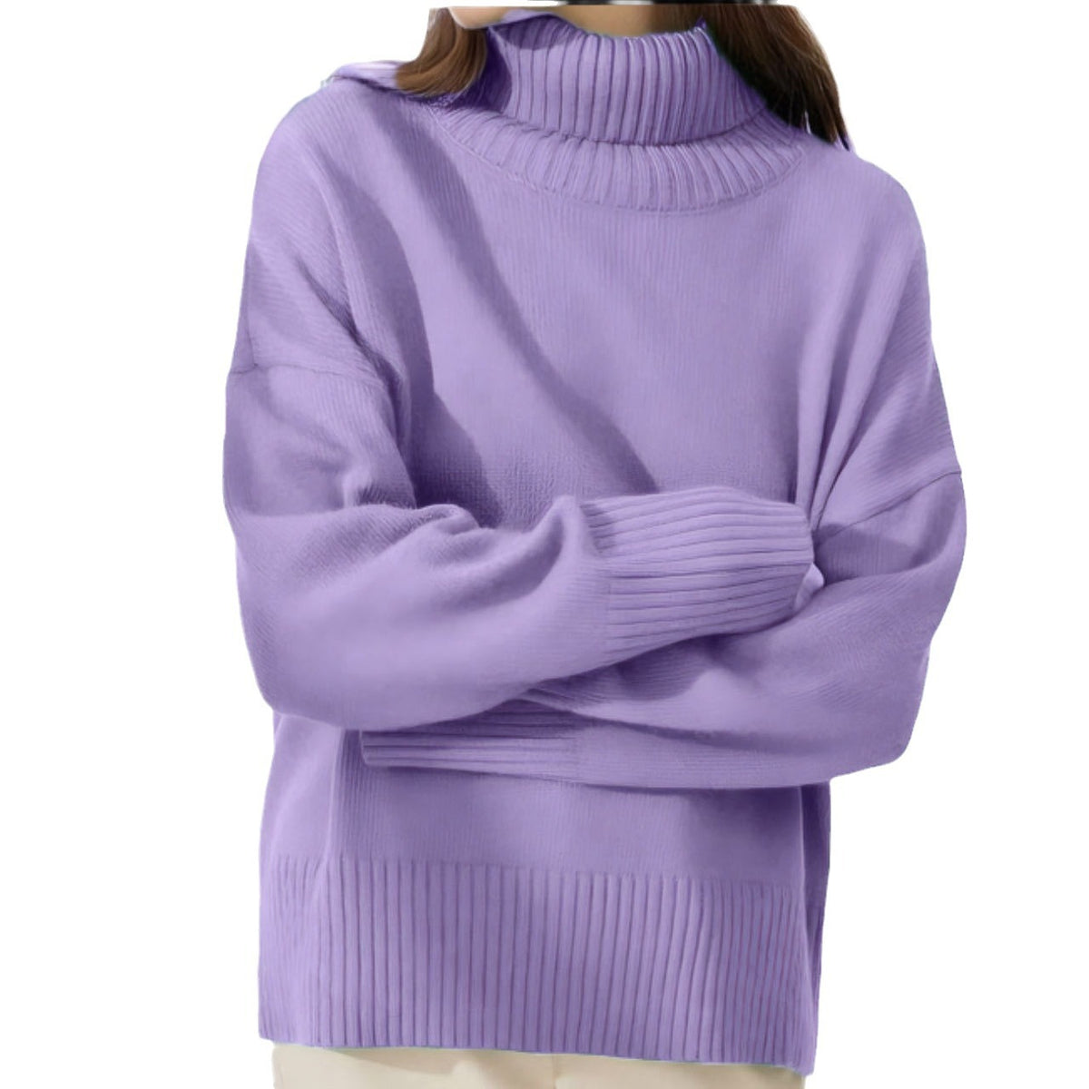 Women's Chunky Turtleneck Sweater Cozy Knit Pullover
