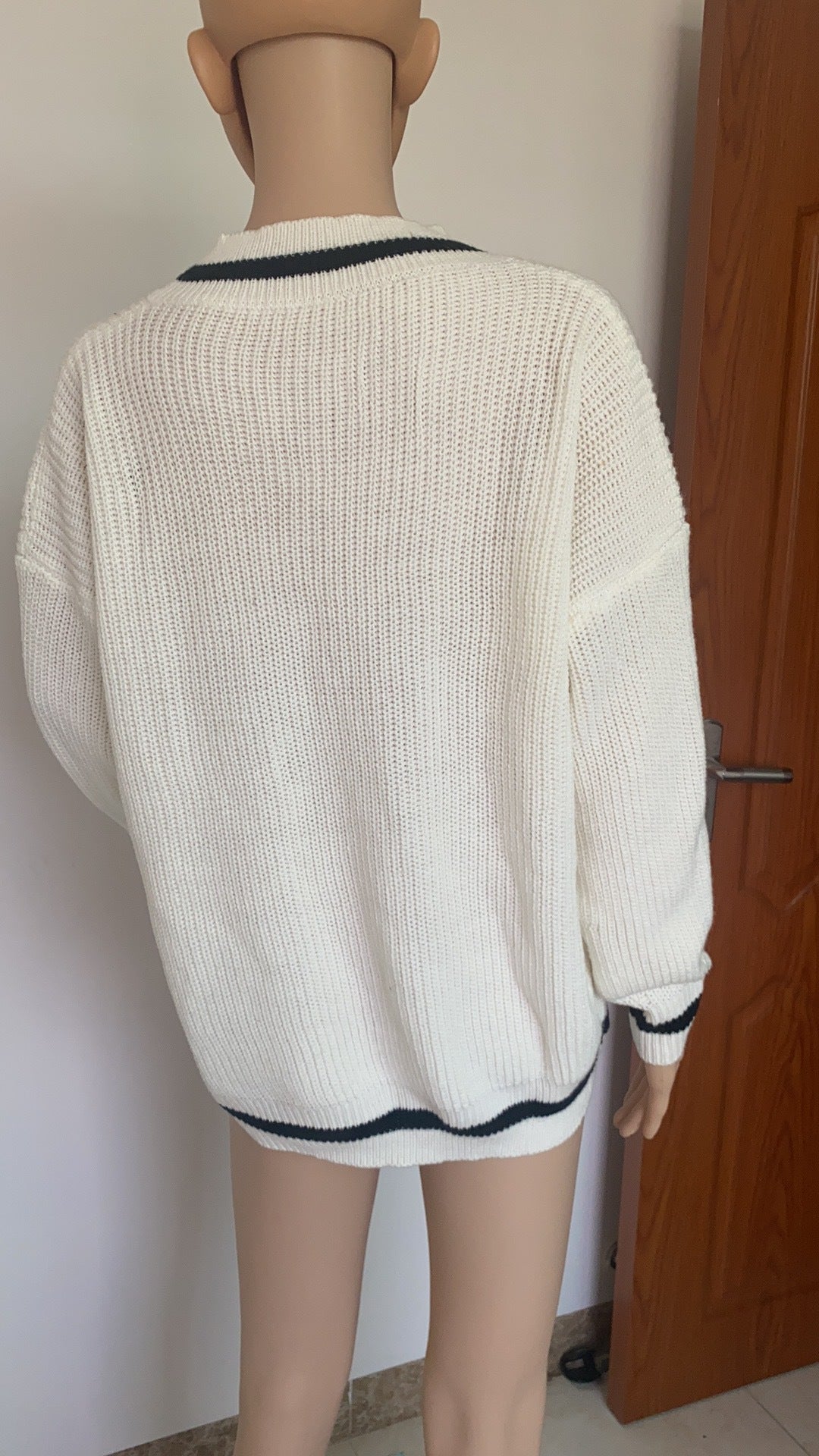 Oversized V-Neck Sweater Women's Long Sleeve Chunky Knit