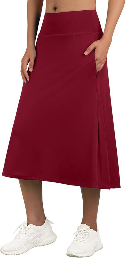 Women's High-Waisted A-Line Skirt with Pockets – Casual Sports Skirt