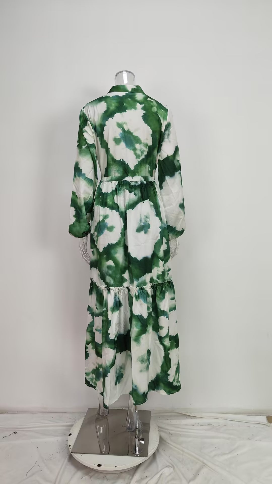 Women's V-Neck Floral Long Sleeve Tiered Maxi Dress