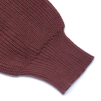 V Neck Knit Sweater Dress Puff Sleeve Fall Mini Dress