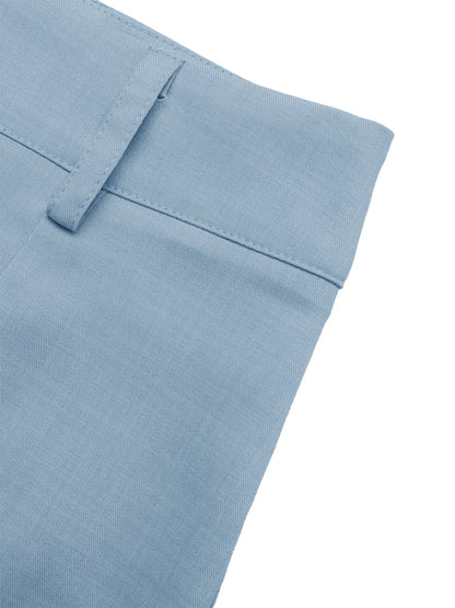 Blue Linen Look V Neck Vest & Shorts Set Summer Workwear