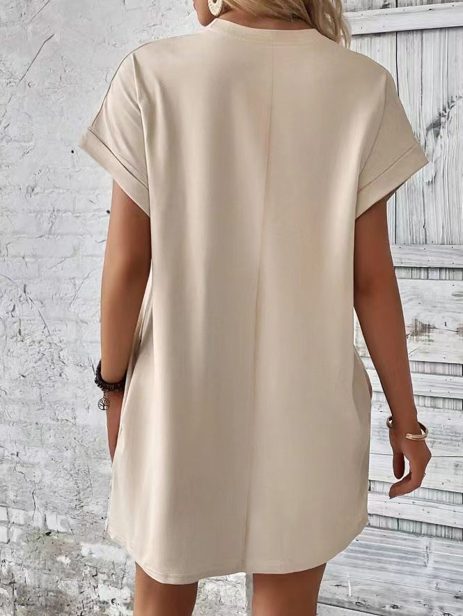 Women’s Relaxed Fit Cotton Pocket T-Shirt Dress Summer