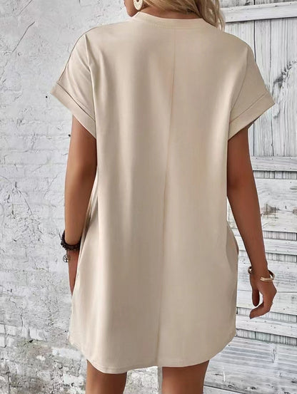 Women’s Relaxed Fit Cotton Pocket T-Shirt Dress Summer
