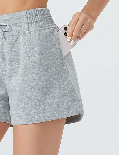 Women's High-Waisted Drawstring Sweat Shorts – Casual Lounge Shorts