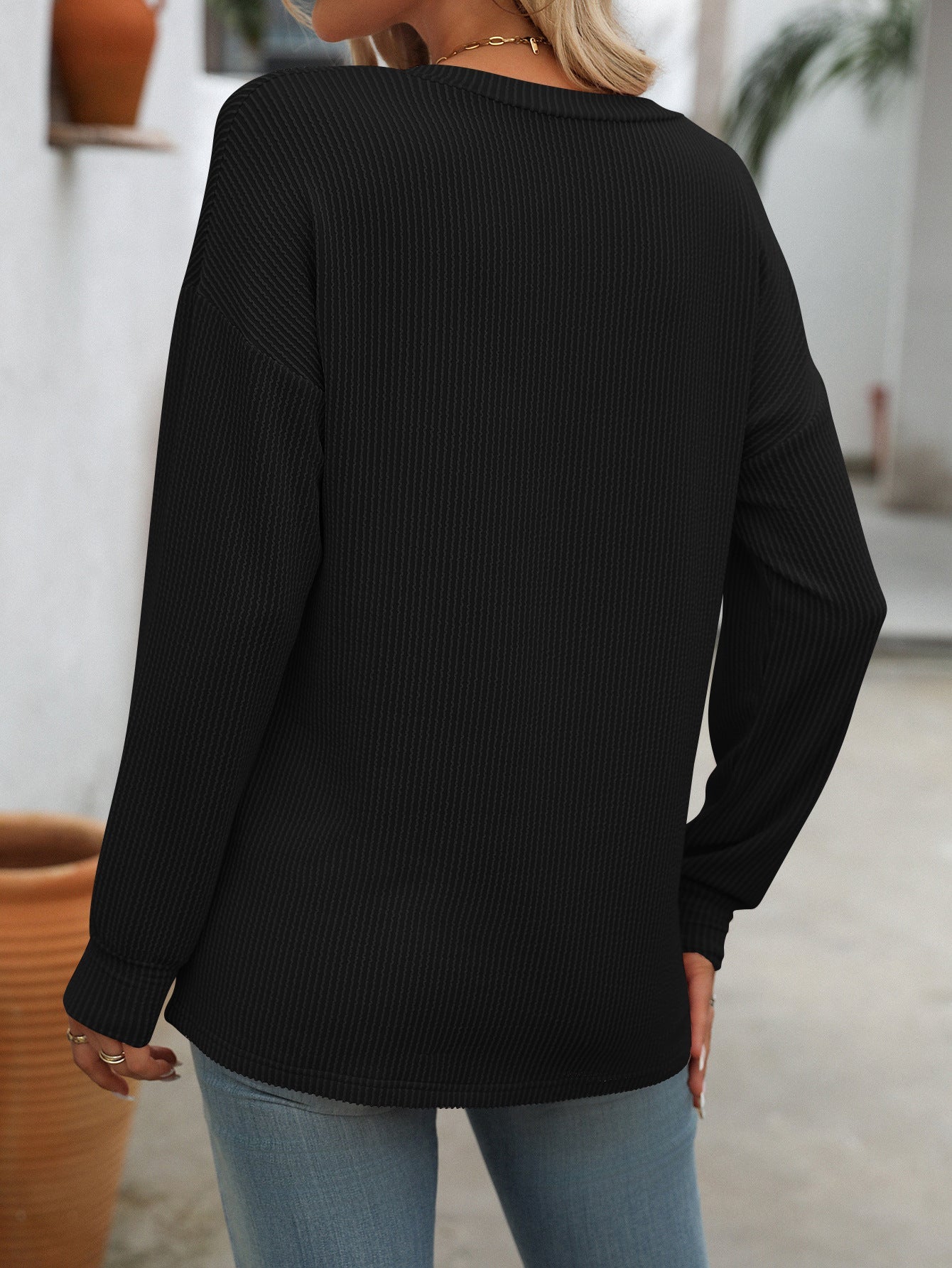 Colorblock V-Neck Loose T-Shirt Casual Style for Summer