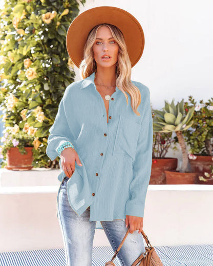 Women's Oversized Batwing Sleeve Button Down Shirt