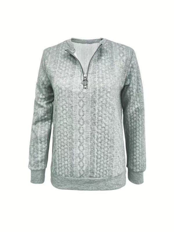 Women's Half Zip Quilted Sweatshirt Casual Pullover