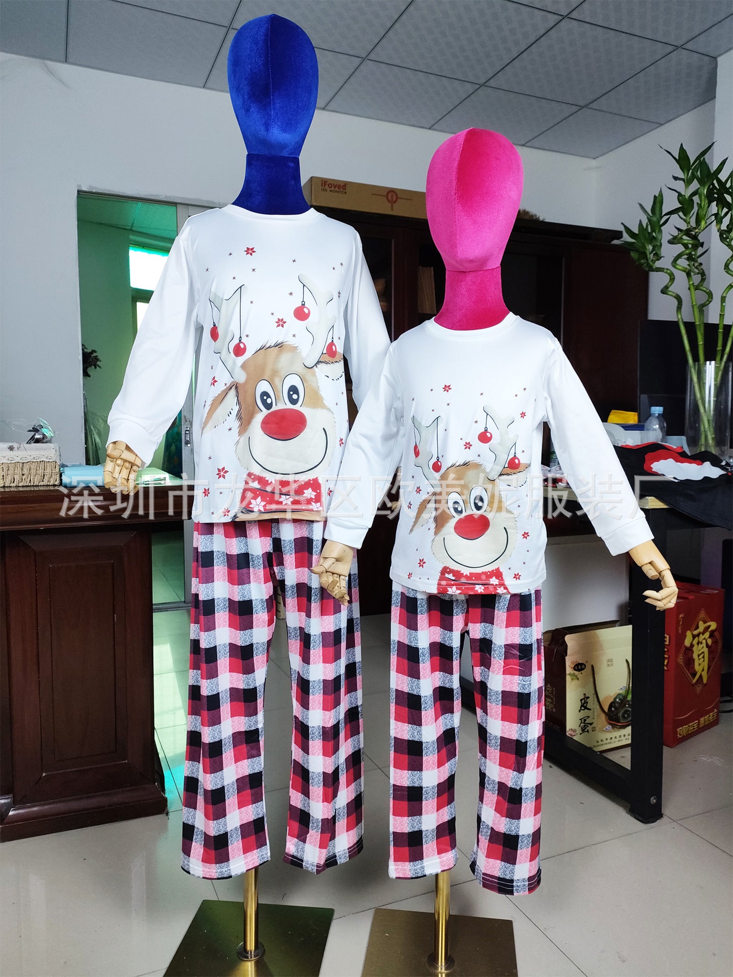 Elk Print Parent-child Long-sleeved Christmas Pajama Set