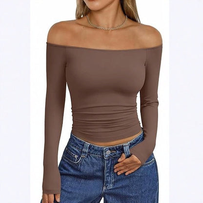Women's Y2K Off Shoulder Long Sleeve Going Out Top