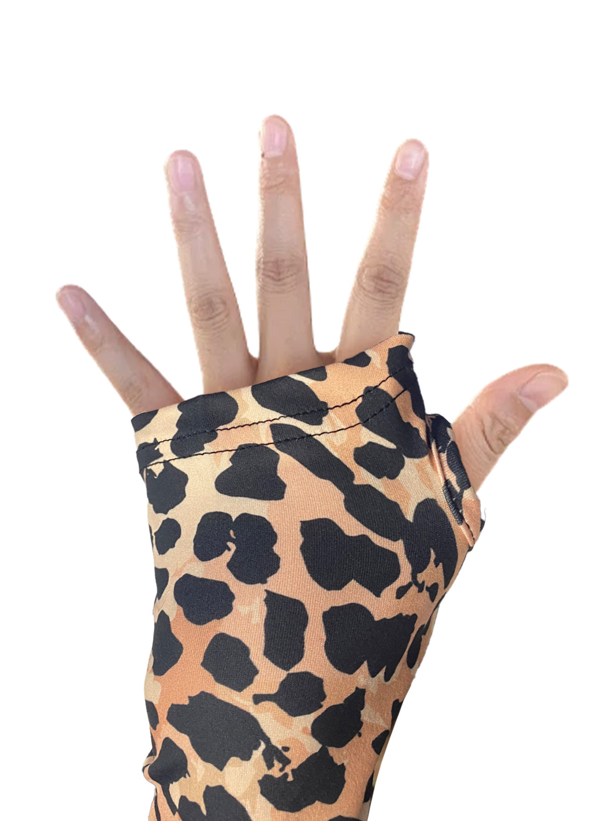 Women's Leopard Zip Front Bodysuit Long Sleeve Thumb Hole