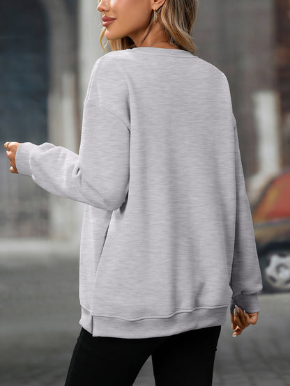 Trendy Y2K Fleece Pullover Sweatshirt – Fall/Winter Casual Top