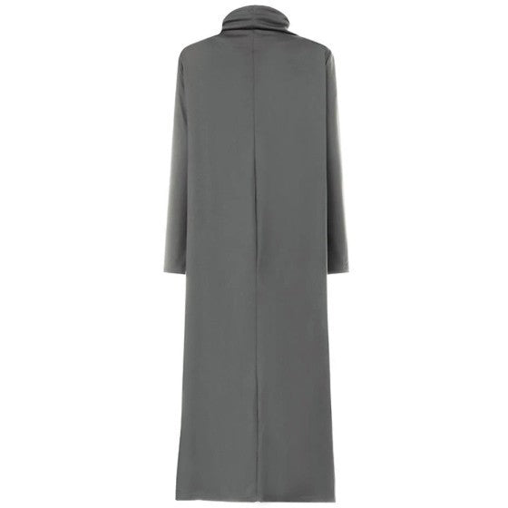 Women's Oversized Turtleneck Maxi Dress Asymmetric Hem