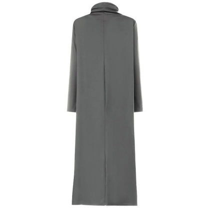 Women's Oversized Turtleneck Maxi Dress Asymmetric Hem