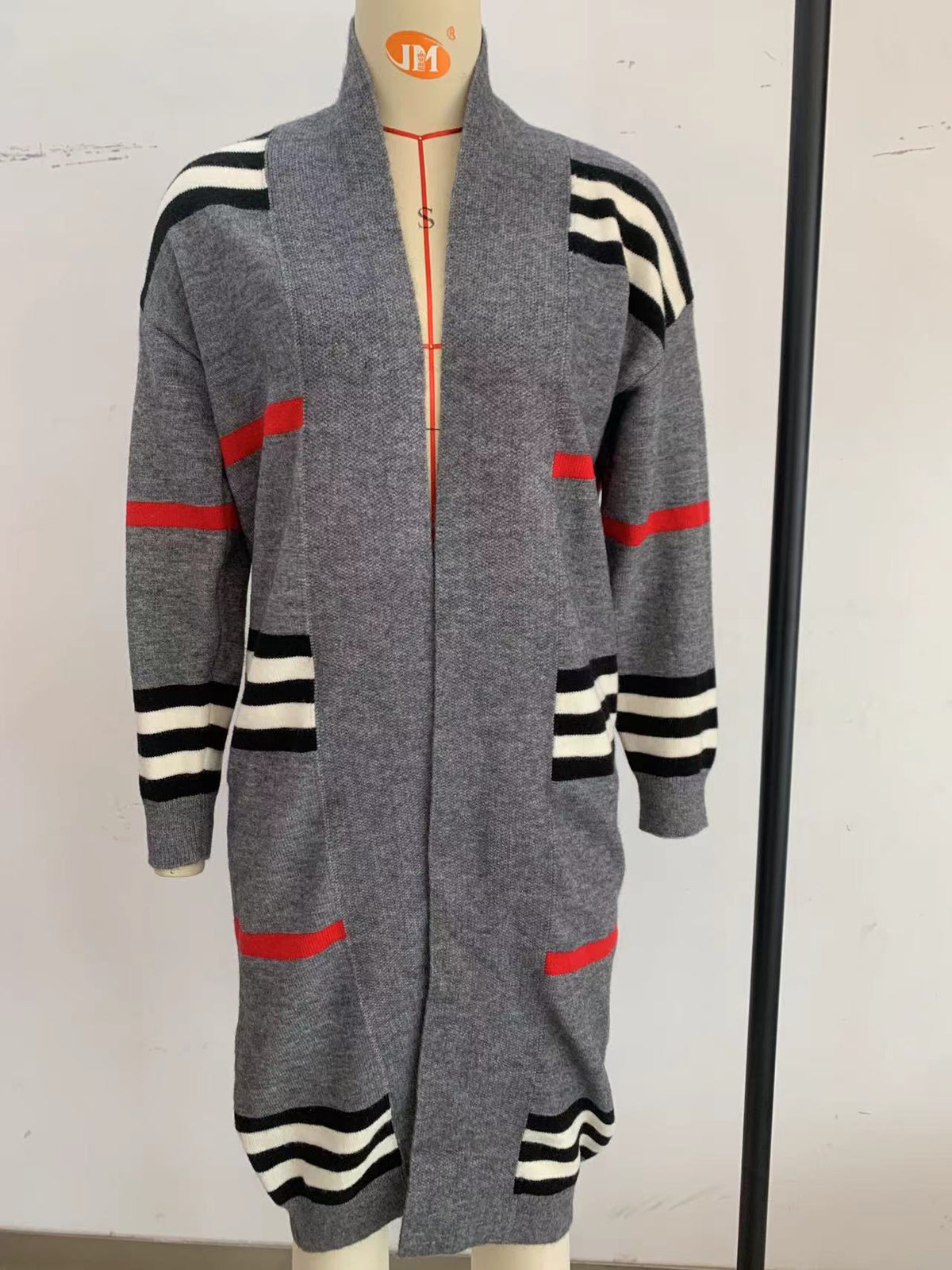 Women's Striped Long Cardigan Open Front Oversized