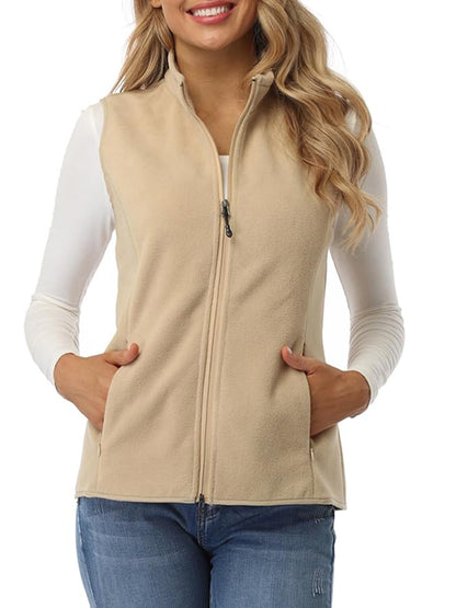 Women's Fleece Vest Zip Up Lightweight with Pockets