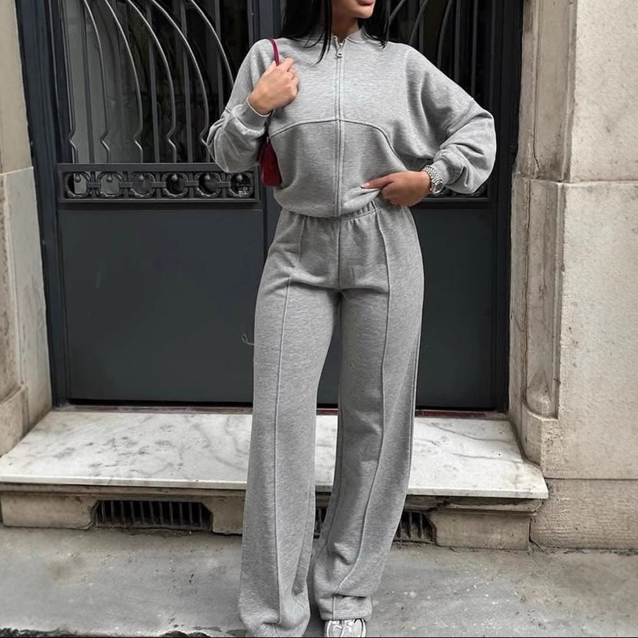Women's Matching Set Zip Jacket Wide Leg Sweatpants