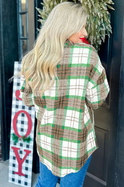 Plaid Shacket Button Down Oversized Shirt Jacket