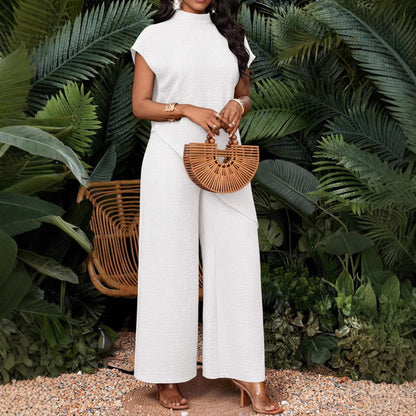 Mock Neck Wide Leg Lounge Set Women Casual Matching Outfit