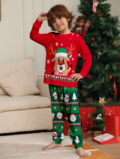 Deer Alphabet Parent-Child Printed Christmas Pajama Set