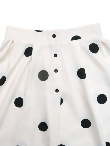Polka Dot High Waist Midi Skirt French Vintage A Line Skirt