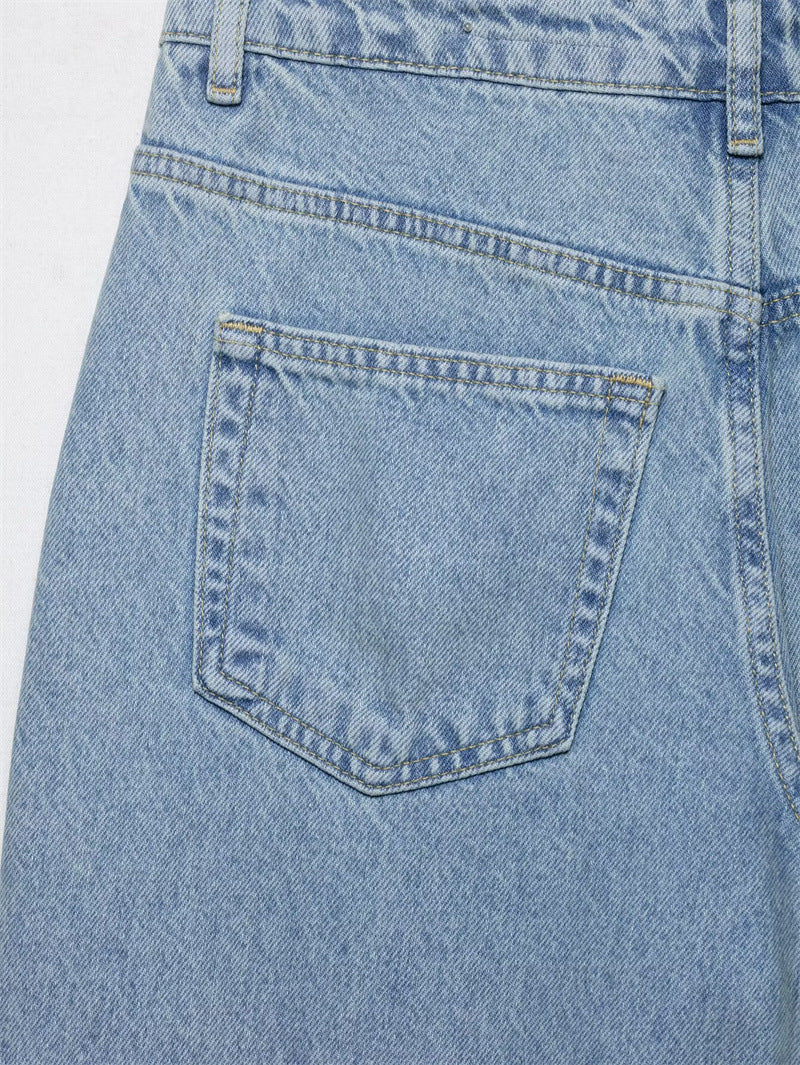 Women's High Waisted Wide Leg Jeans Crochet Panel